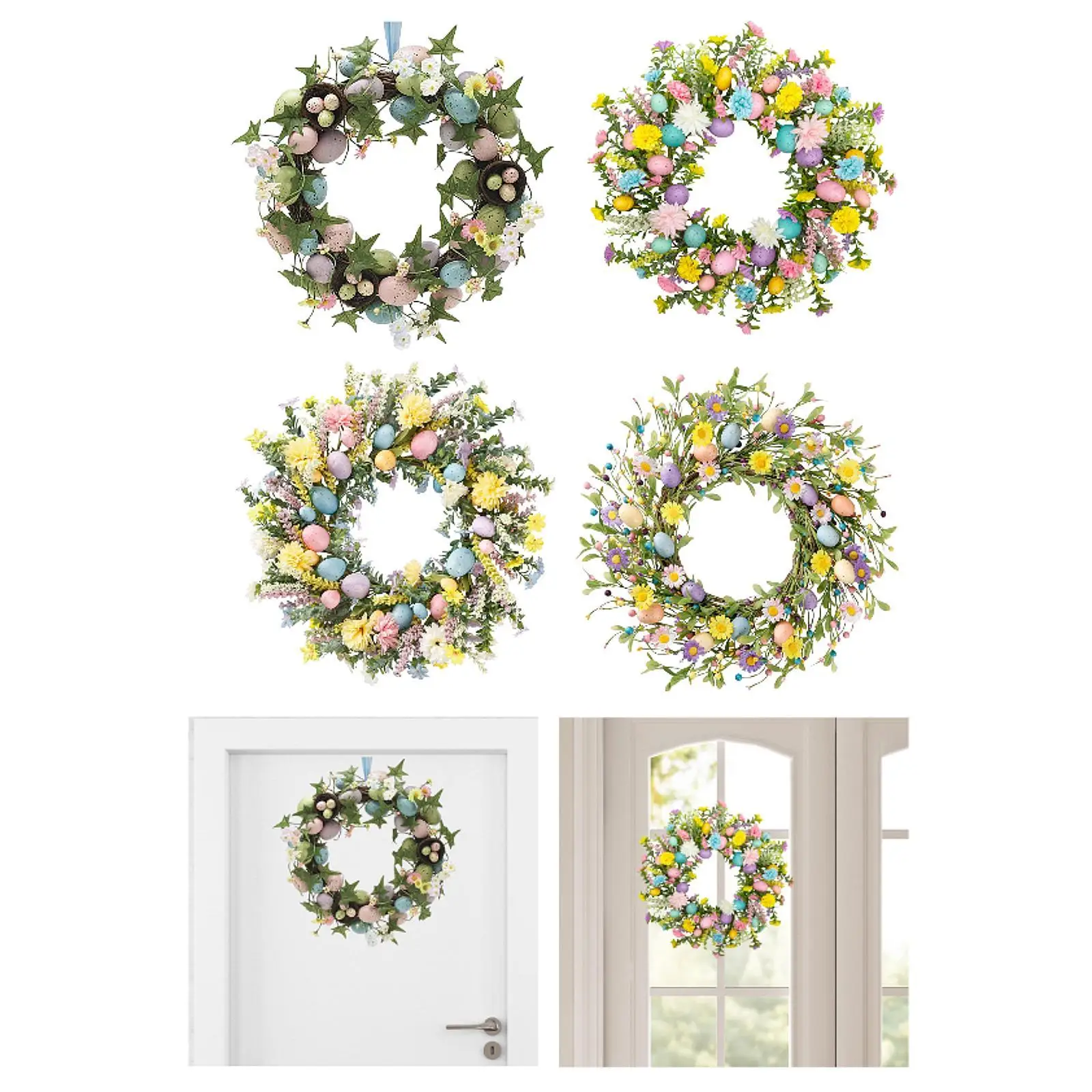 

Artificial Easter Eggs Wreath Novelty Crafts Home Furnishing Spring Wreath for Living Room Wedding Indoor Outdoor Window Shelf