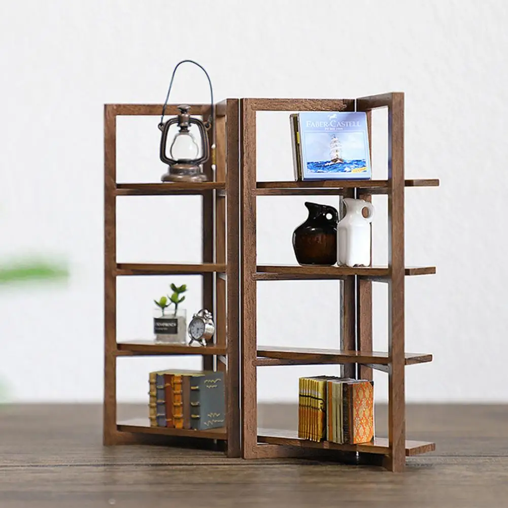 

1 Set Dollhouse Storage Shelf Model Safe Miniature Wooden Storage Rack Classic Shelf for Dollhouse Decoration