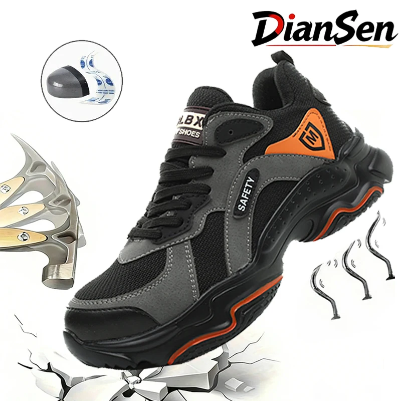 

Мужские рабочие ботинки со стальным носком, легкие дышащие кроссовки, неразрушимая обувь с защитой от ударов, кевларовая ткань, размер 40-46