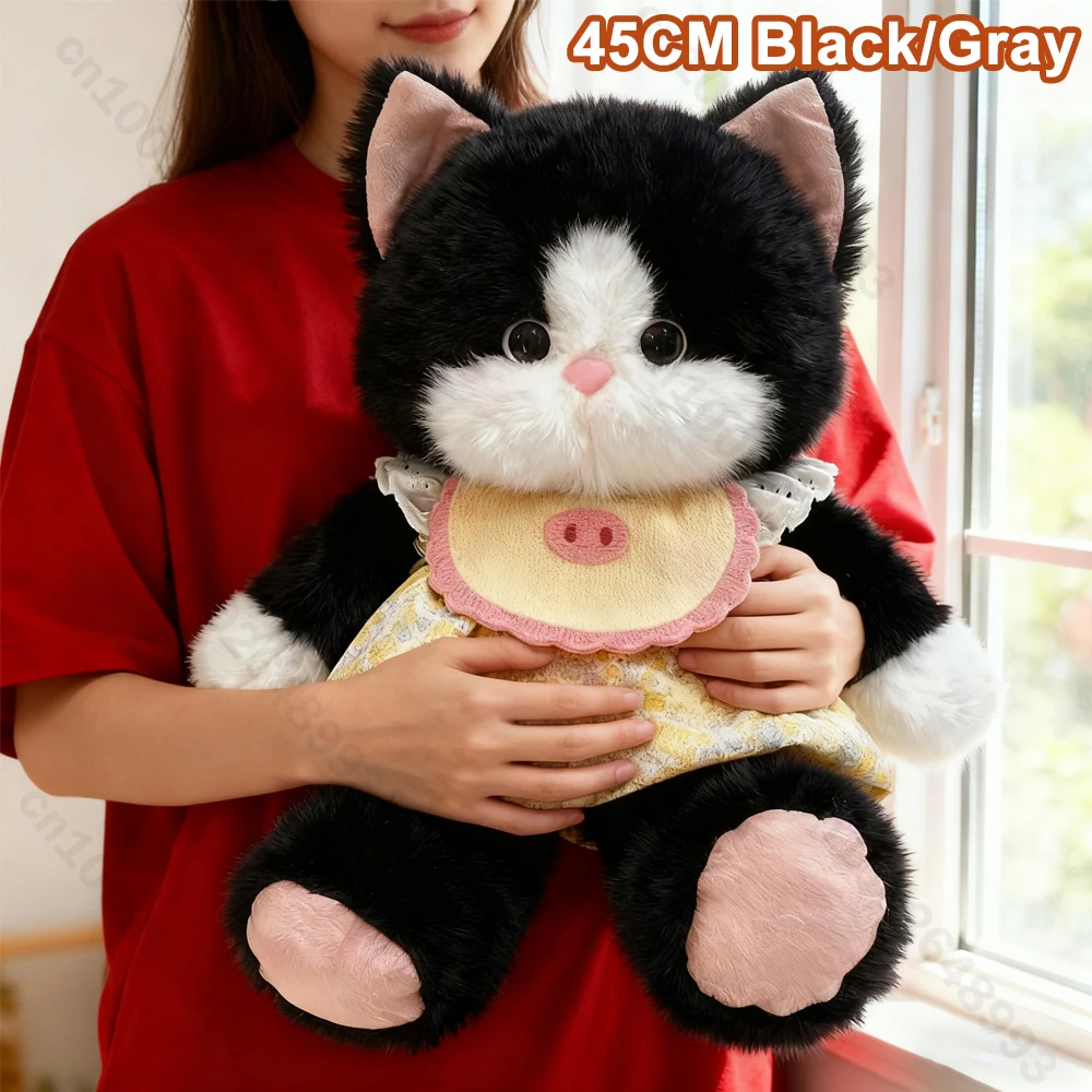 

45 см милое платье кошка плюшевая игрушка имитация животного плюшевая игрушка кукла мягкая серая черная кукла-кошка Рождественский подарок на день Святого Валентина подруга