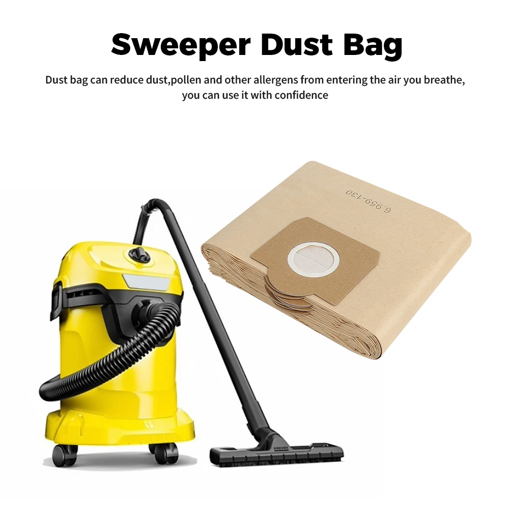 10 قطعة كيس لجميع الغبار 6.959-130 ل Karcher WD3/MV3/WV3/WV4/WD3200 WD3300 A2204 A2656 SE4001 SE4002 NT18 جهاز آلي لتنظيف الأتربة ورقة حقيبة