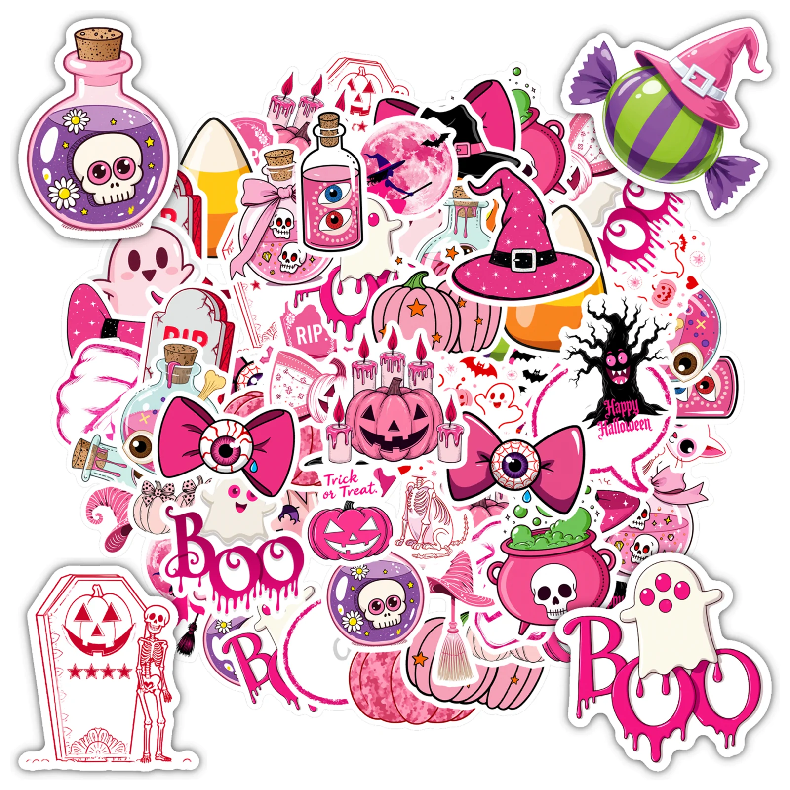 35pcs Cartoon Halloween Stickers Playful Witch Teacher Reward Stickers Stickers For DIY Phone Guitar Laptop Notebook