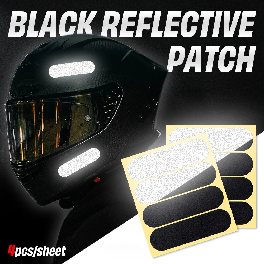 1Set Black Reflective Helmet Stickers Waterproof Vinyl Decals for Motorcycle Bike Night Driving Safety Warning Durable Decors