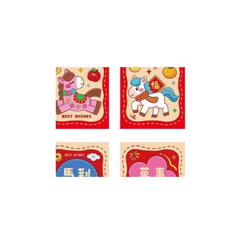 ซองอั่งเปาตรุษจีน 6 ชิ้น/ชุด ซองแดงนำโชค ปีม้า 2026 ซองอั่งเปาเทศกาลฤดูใบไม้ผลิ ซองอั่งเปาสำหรับวันเกิด