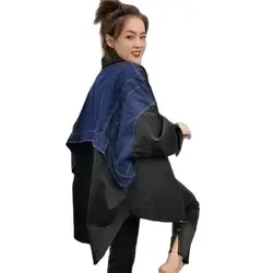 Tannt camicetta da donna Denim Patchwork cucita camicia da donna manica lunga allentata per il tempo libero camicie irregolari false due top femminili 2023