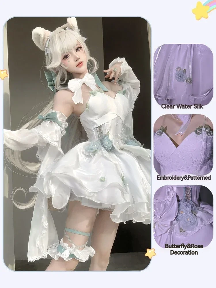 زي تنكري لساحة الفناء Lynette Angel ، فستان أبيض ، باليه ، لطيف ، طقم شعر مستعار كامل ، لينيت ، هالوين ، عيد الميلاد ، متوفر