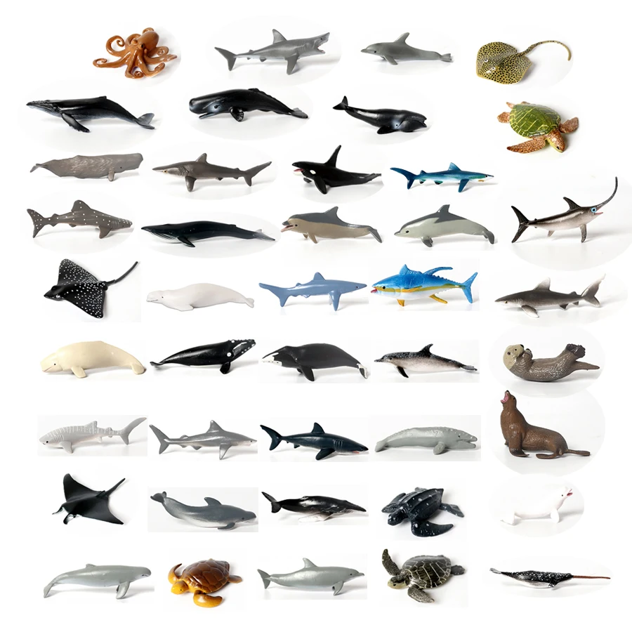 

Realistic Mini Sea Animal Figures Dolphin Sharks Whales Octopus Turtle Stingray Ocean Animals Figurine Cake Topper Kid Toy Gift