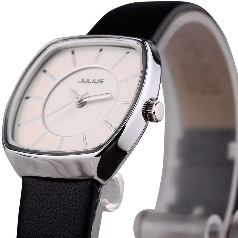 ผู้หญิงญี่ปุ่นนาฬิกาควอตซ์ใหญ่นาฬิกา Fine แฟชั่นสร้อยข้อมือหนังสแควร์ Girl ของขวัญวันเกิด 354