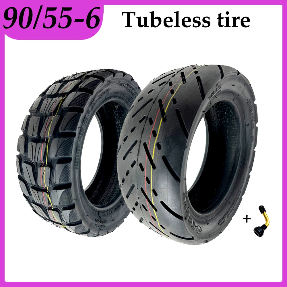 90/55-6 Tire with Valve for Electric Scooter 10 Inch 80/60-6 Upgrade Wider Wear-resistant Anti-skid Tubeless Tyre