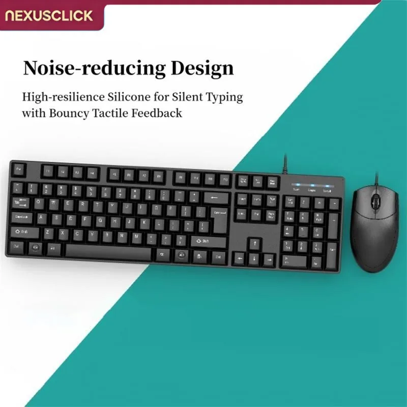 NexusClick Wired Desktop Keyboard Mouse Set, Durable Comfortable Hand Feel Cheap All-in-One PC Set for Computer office Daily Use view 4