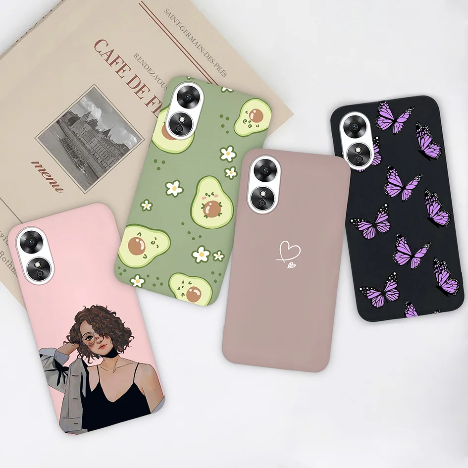 For OPPO A17 A17K 4G Phone Case Shockproof Cover Silicone Soft TPU Cartoon Heart Daisy For Oppo A 17 K A 17 Fundas Coque CPH2477