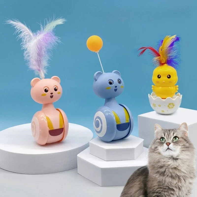 Selbstbewegendes Katzenspielzeug, buntes Feder-Katzen-Teaser-Spielzeug, Wackelspielzeug für den Innenbereich, interaktives Spielen für Kätzchen, lustige Aktivität, Haustier-Heimbedarf