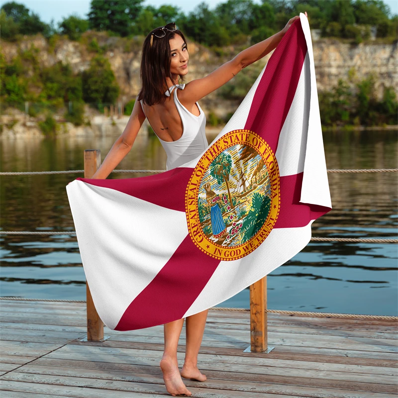 Gaslight Gatekeep Girlboss Florida Waffle Beach Towel 150cm x 75cm
