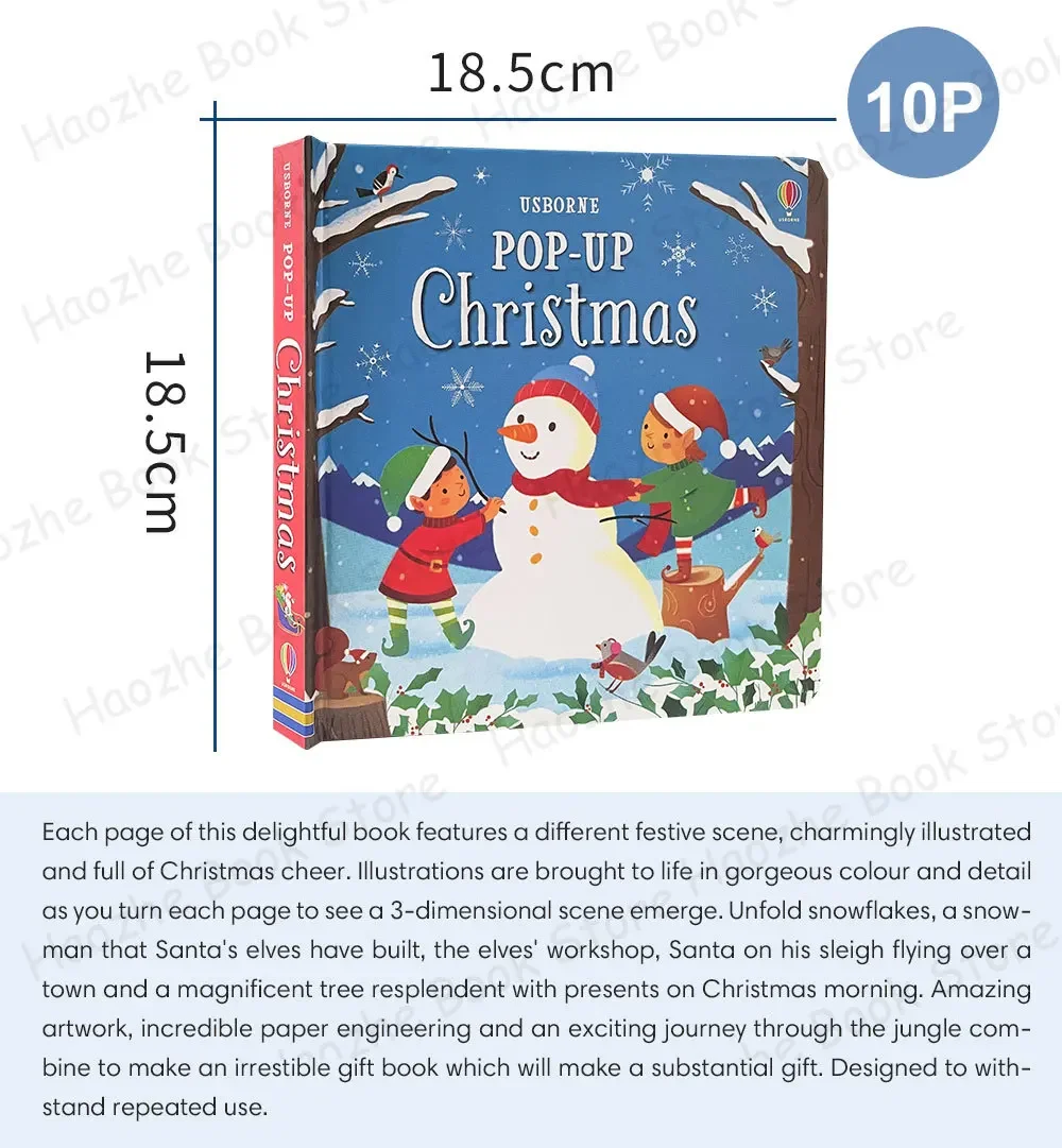 Christmas Usborne Pop up Flap Picture English Book for Kids Christmas Gift Bedtime Story Reading 3D Activity Books Montessori