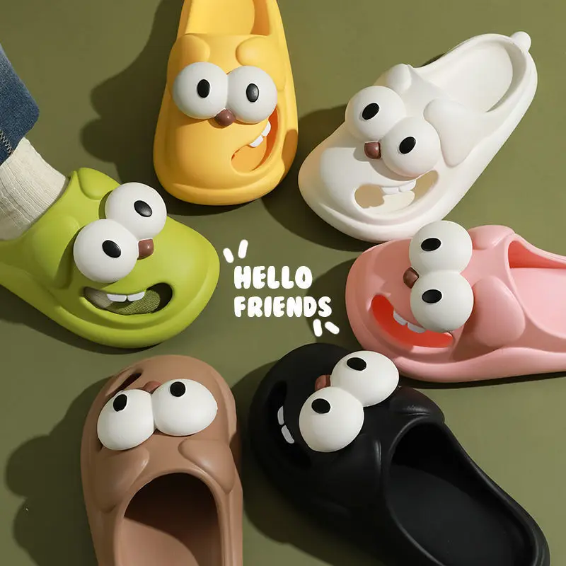 

2026 Summer Tongue Kiss Slippers Big Eye Dog Slippers,Cute Funny Big Eye Dog Fun Cartoon Package Head Eva Slippers For Women