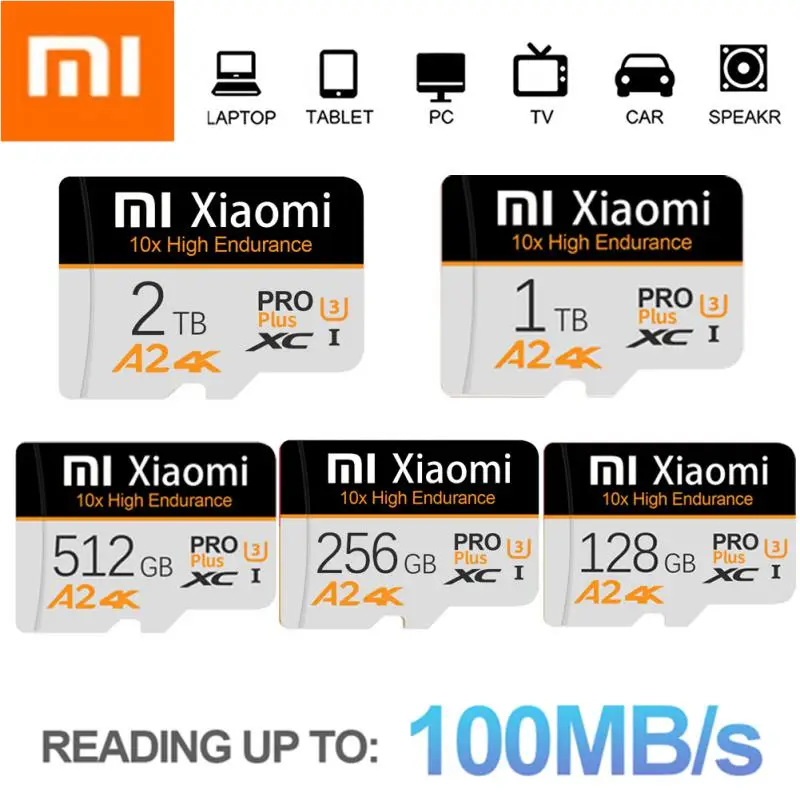 Xiaomi kartu memori Android 2TB, mikro SDXC TF kartu SD 1TB Pro pilih kamera kartu memori kecepatan tinggi 16 512GB diperluas penyimpanan untuk Android