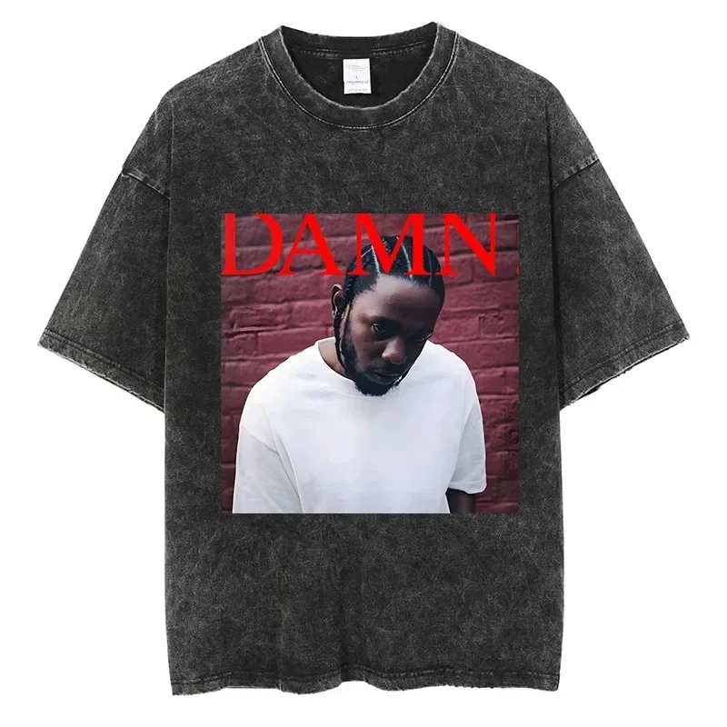 Men Clothing T-shirt DAMN.Music Album Cover Rapper Kendrick Lamar Print Tshirt Top High Street Men Hip Hop washed