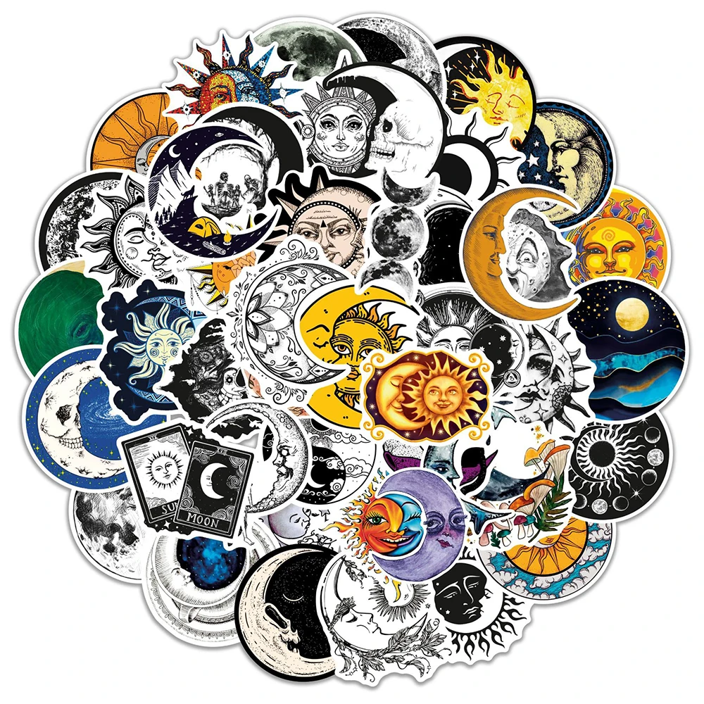 

10/30/50 шт., готические крутые наклейки с загадочной Луной, эстетические наклейки, записки, ноутбук, телефон, скейтборд, водонепроницаемая накл...