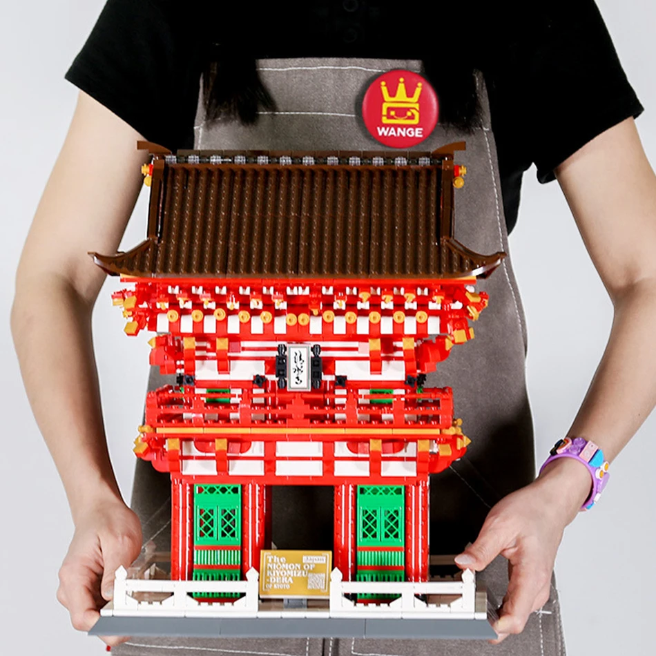 Arquitetura do santuário japonês kyoto niomon portão de kiyomizu templo blocos de construção cidade vista rua diy tijolos brinquedos para crianças presente