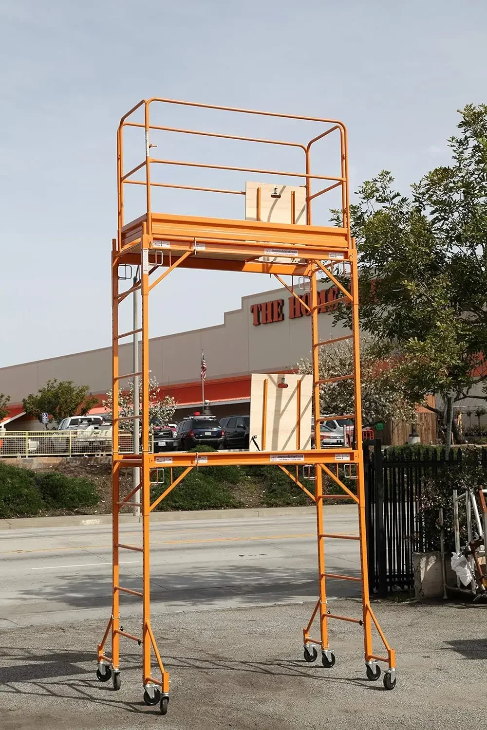 Multipurpose Maxi Square Baker Style Scaffold Tower Package - 12 Feet, 1,000 Pound Capacity With Hatch Deck Guard Rail and Doubl