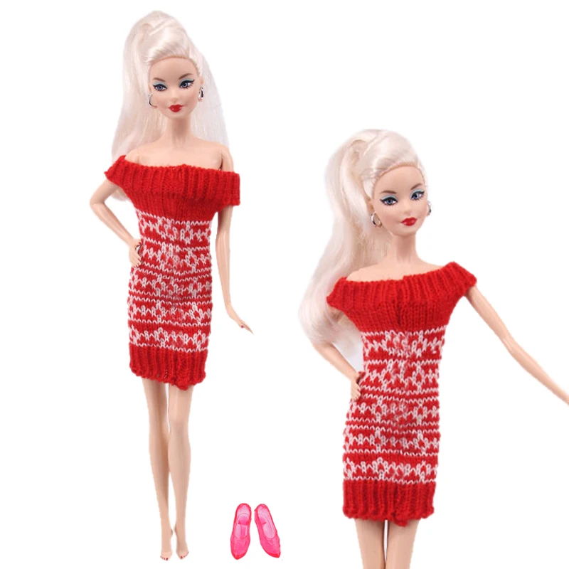 High Quality Handmade Knitted Pure Cotton Sweater Dress Tops Options Doll Clothes Accessories for Barbies Doll 11.5Inch Girl Toy