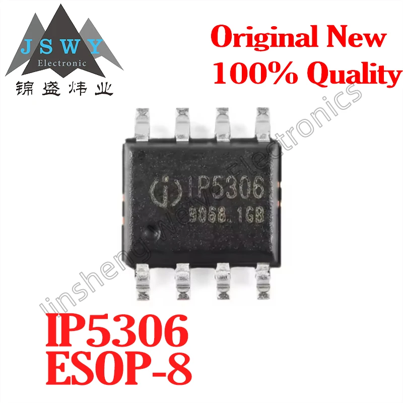 

(50/200 pieces) IP5306 ESOP-8 Integrated Lithium Battery Charging Management and Boost Discharge Function Two-in-One Chip, 100%