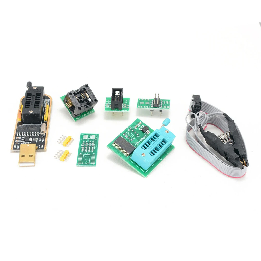 SOIC8 SOP8 Test Clip With Status Indicator Light CH341 Programmer Complete Kit Online Programming for EEPROM 24CXX/25CXX/93CXX