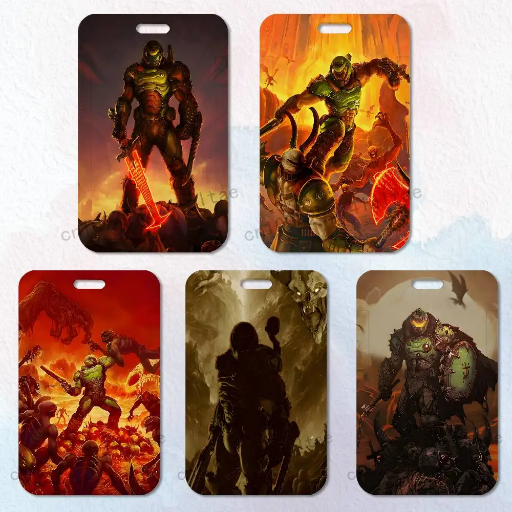 

Game D-Doomslayer Badge Holder Pass Bus Work Card Cover Chest Pocket Students Gift ID Card Holder