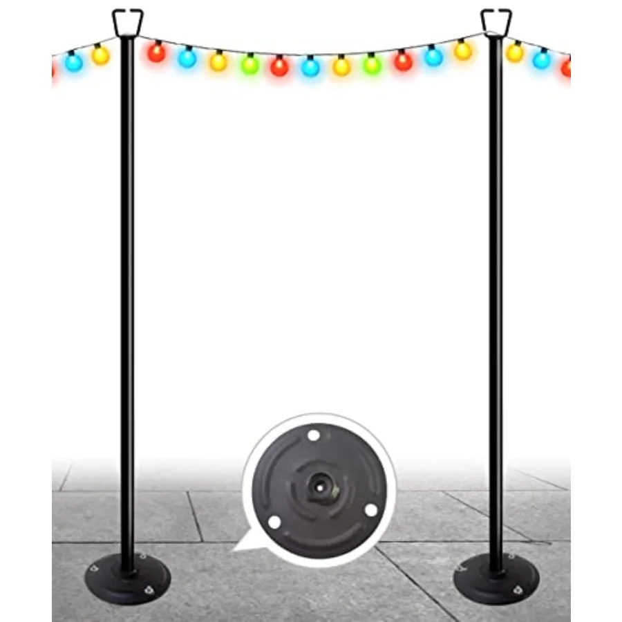 

10Feet Ground Base String Light Poles for Outdoor String Lights for Garden Backyard Patio Lighting Stand for Parties Bistro and