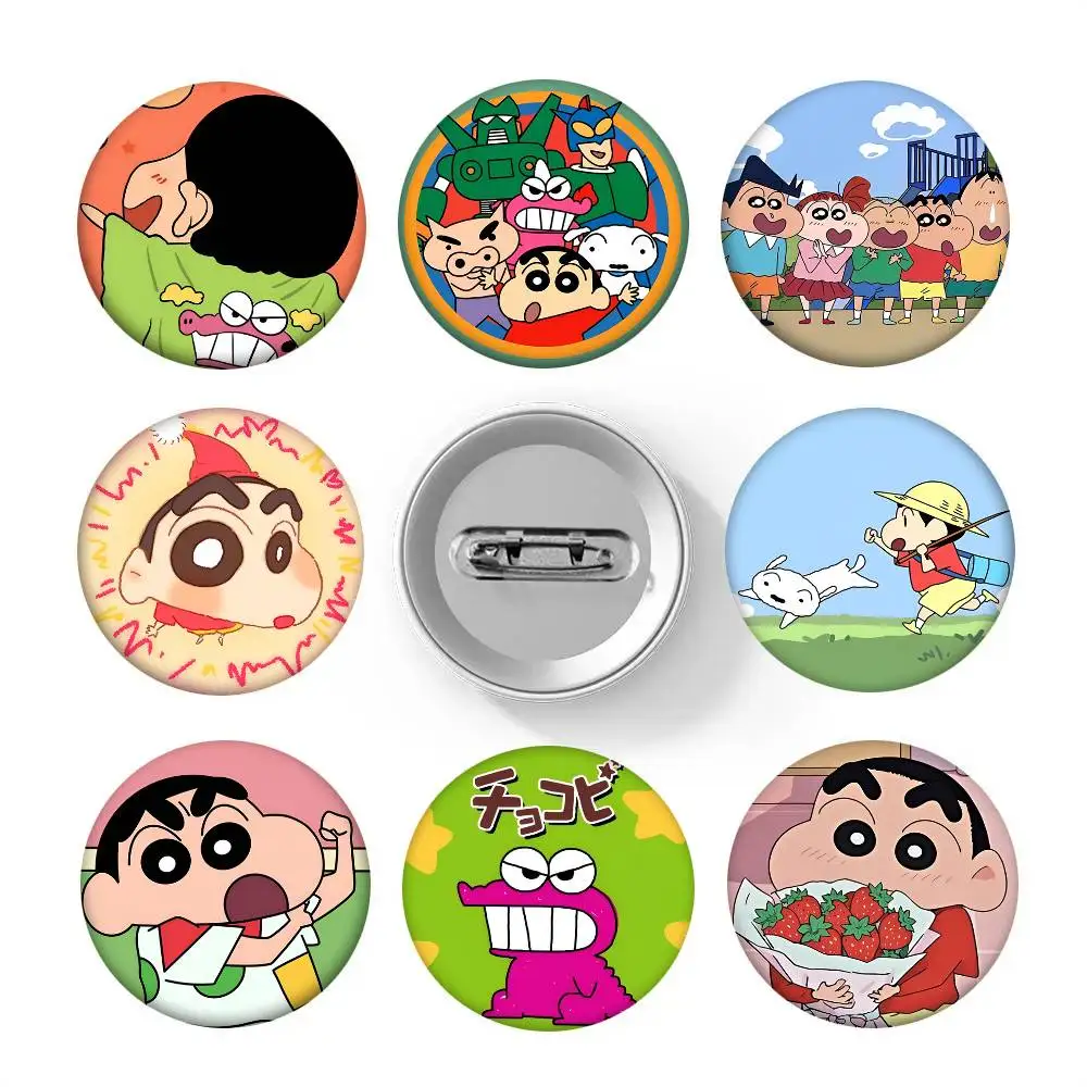 Cartoon C-Crayon S-Shin-Chan Round Badge Lapel Pin Backpack Clothing Jewelry Accessories Gift Brooch