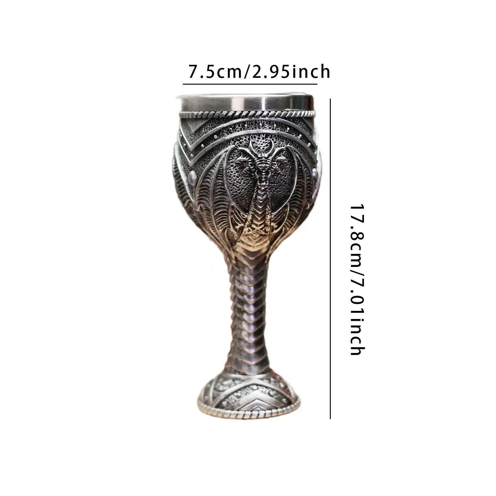 Vintage Medieval Goblet Engraving Handmade Novelty Stainless Steel Wine Cup