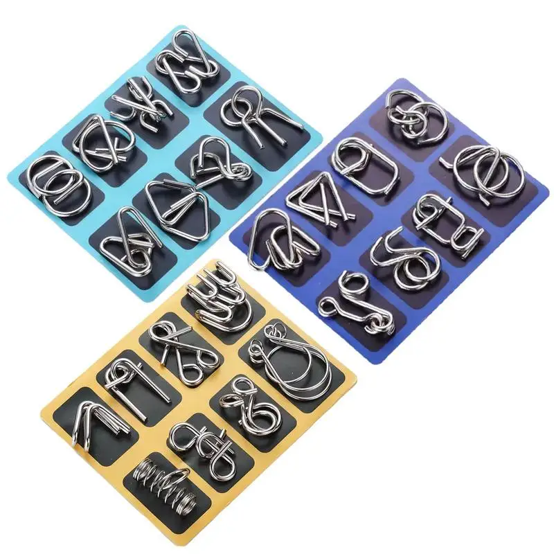 

Metal Wire Puzzle 8Pcs/Set Metal Montessori Puzzle Wire IQ Mind Brain Teaser Puzzles Children Adults Interactive Game Reliever