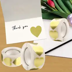 1 Inch Heart Label Permanent Color Code Dot Stickers, Mother's Day and wedding decorations，500 Labels per Roll, Metallic Gold