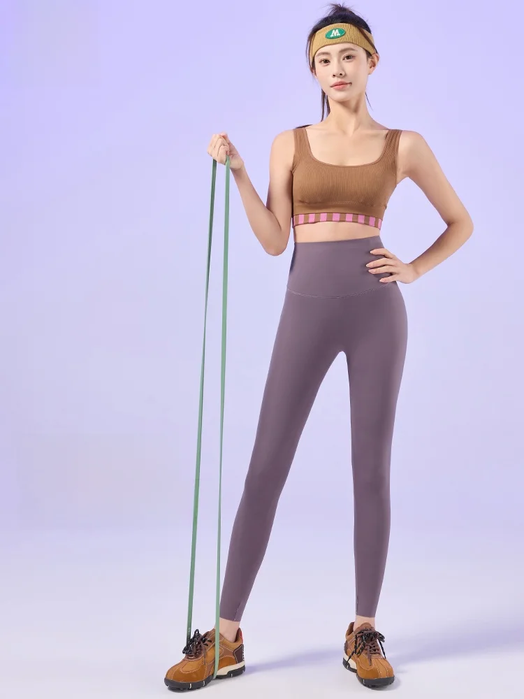 

High-Waist Fitn Pants Women's Yoga Trousers Anti-Sagging Elastic Waisand Butt-Lifting Long Leggings Nylon Spandex Blend