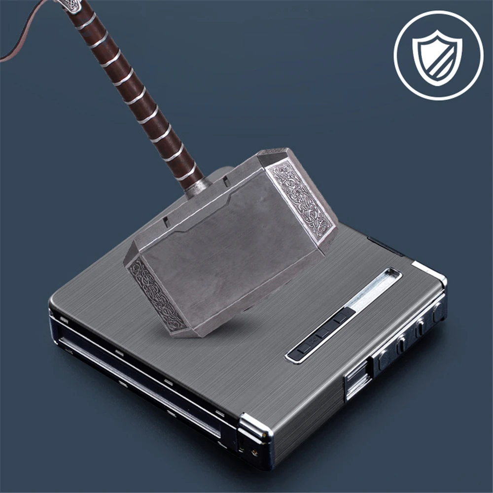 Large Capacity Cigarette Case With Lighter Metal Automatic Pop Up Cigarette Box Portable Windproof USB Charging Lighter Men Gift