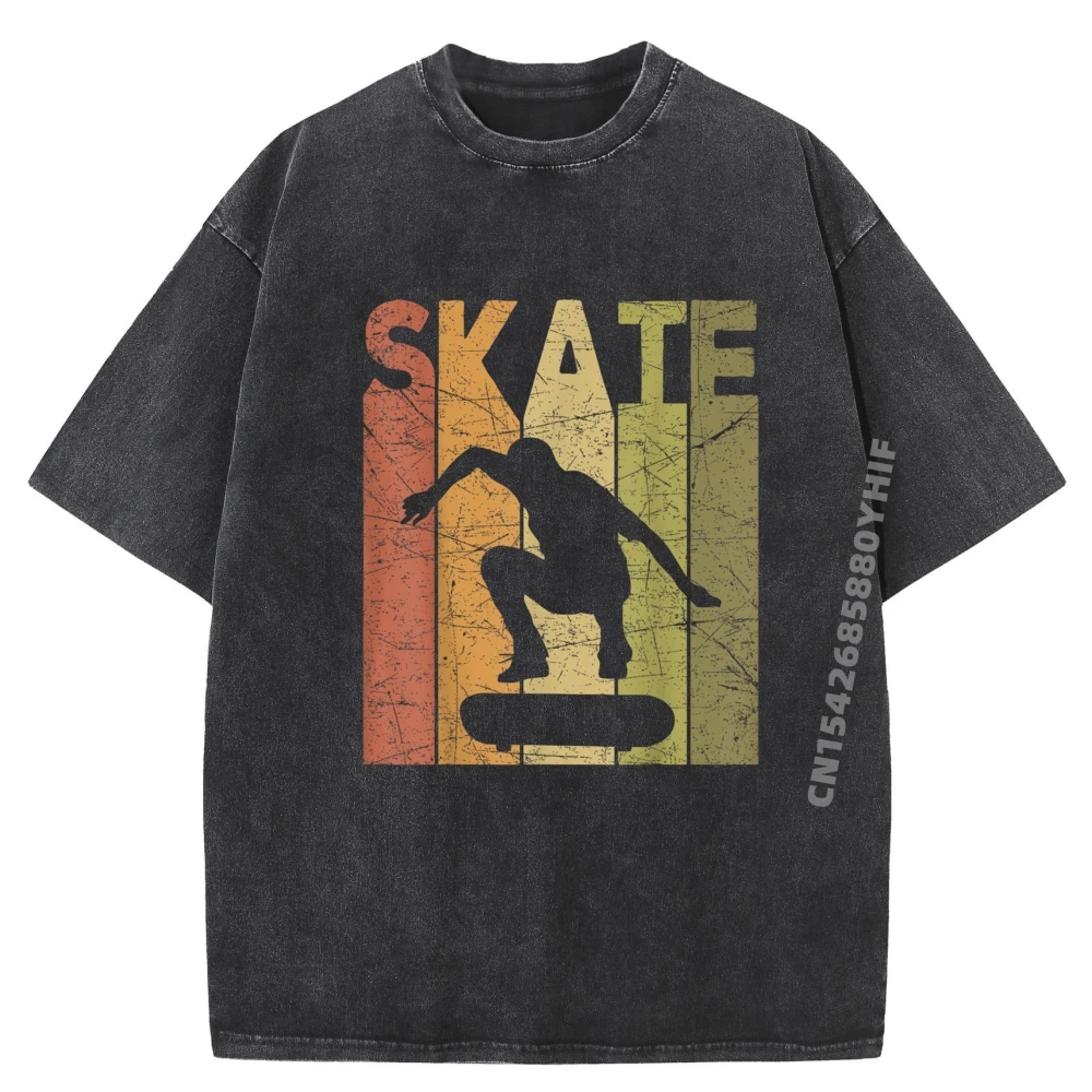 

Скейтбординг Винтаж Скейтборд Ретро Скейтбордист Топы Футболки Футболка с рисунком Обычные мужские потертые футболки в стиле ретро