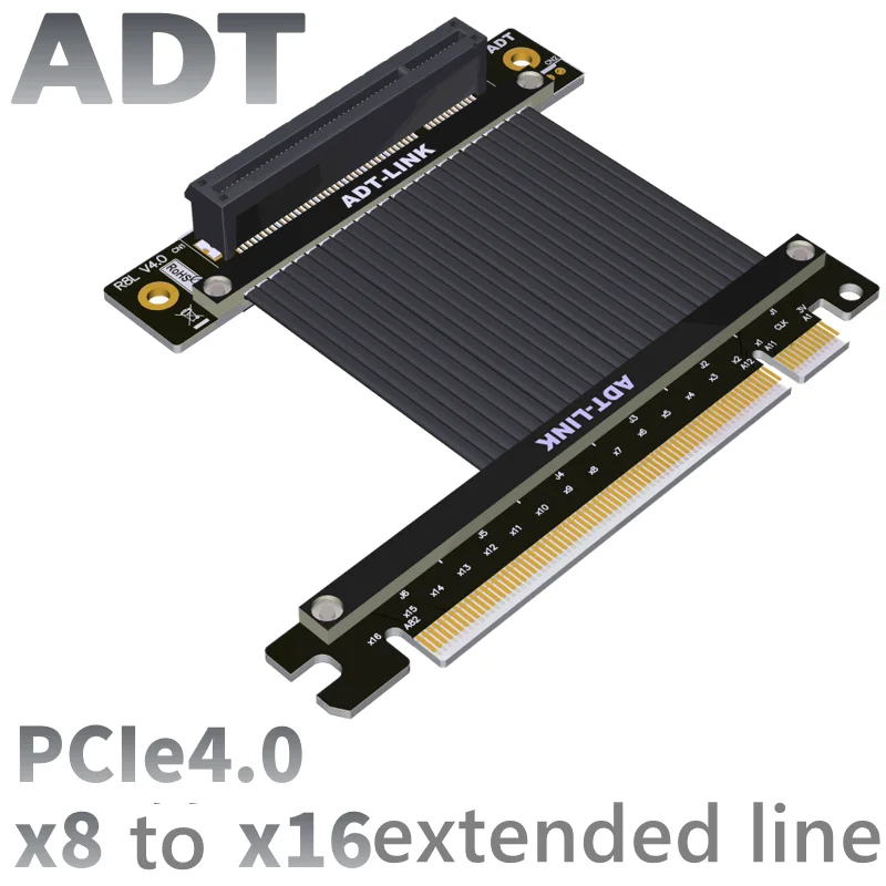 

Удлинительный кабель PCI-E x8, Кабель-адаптер x16 16x 8x PCIe4.0, высокоскоростной стабильный удлинитель руля 1U