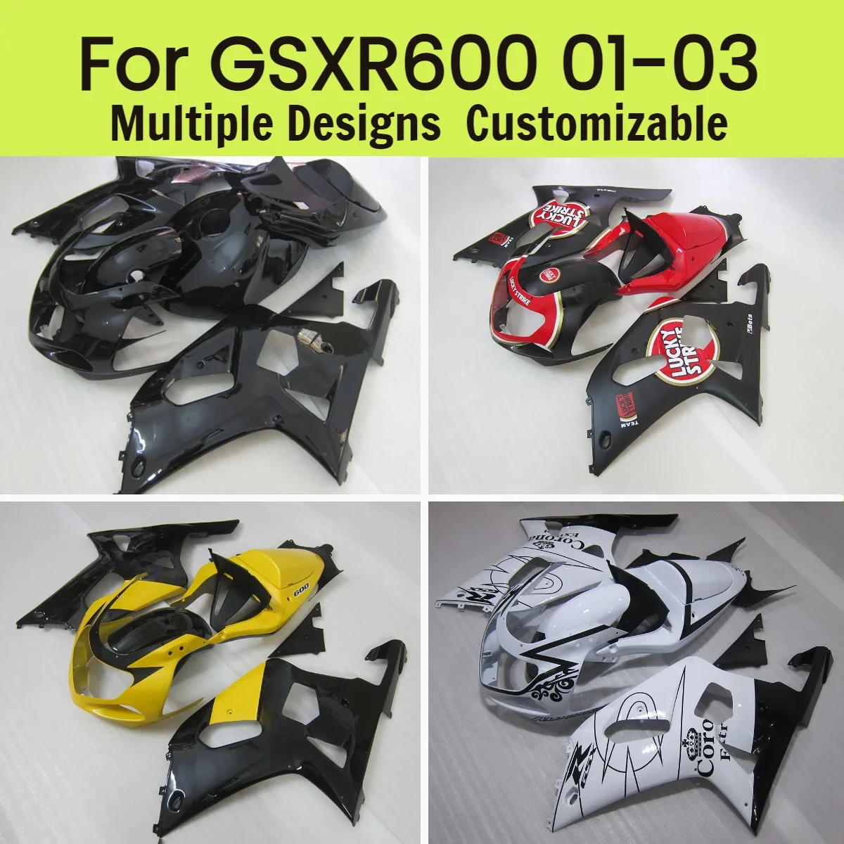 

Обтекатели мотоцикла для GSXR600 GSXR750 2001 2002 2003, комплект запасных частей для обтекателя из АБС-пластика GSXR 600 750 01 02 03