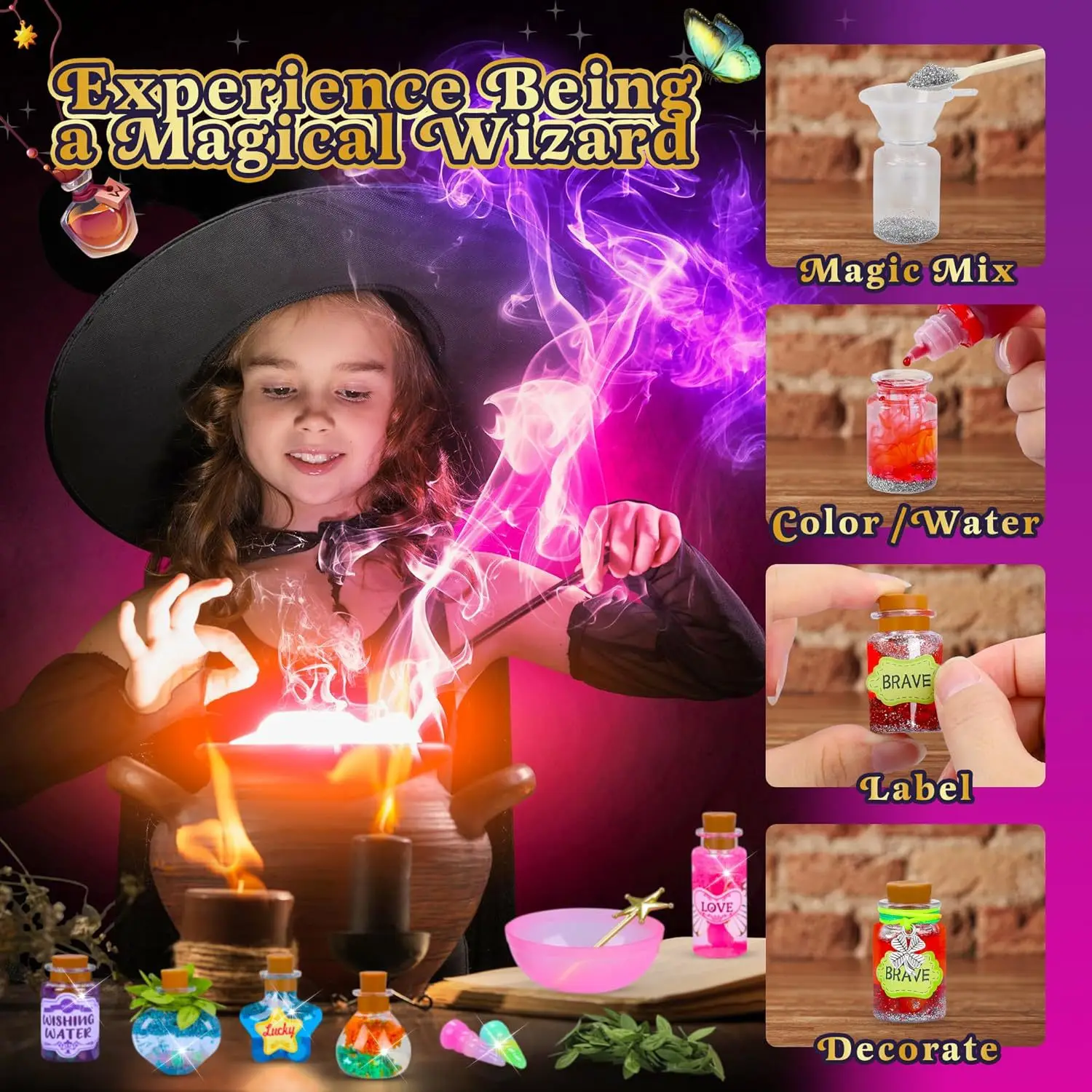 Kleiner Zauberer-Zaubertrank, Kinder-DIY-Zauberspielzeug, Kreative Experimente DIY-Dekorationsspielzeug Geschenk für Weihnachten/Geburtstag/Halloween – Detail 1