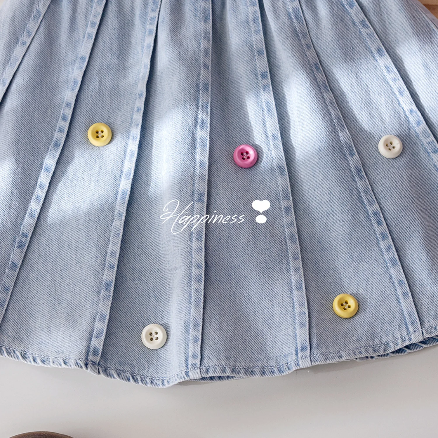 الفتيات الدنيم التنانير الصيف جديد أنيق اللون زر مطوي الاطفال تنورات للفتيات الكورية المألوف تنوعا تنورة غير رسمية الاتجاه