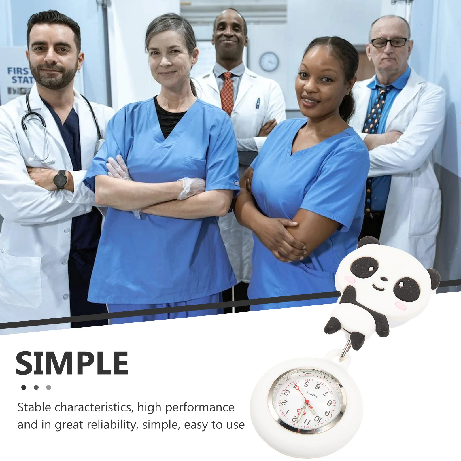 ساعة بمشبك للممرضات، ساعة معلقة للممرضات قابلة للسحب مع موضوع طبي مثالي لمحترفي الرعاية الصحية