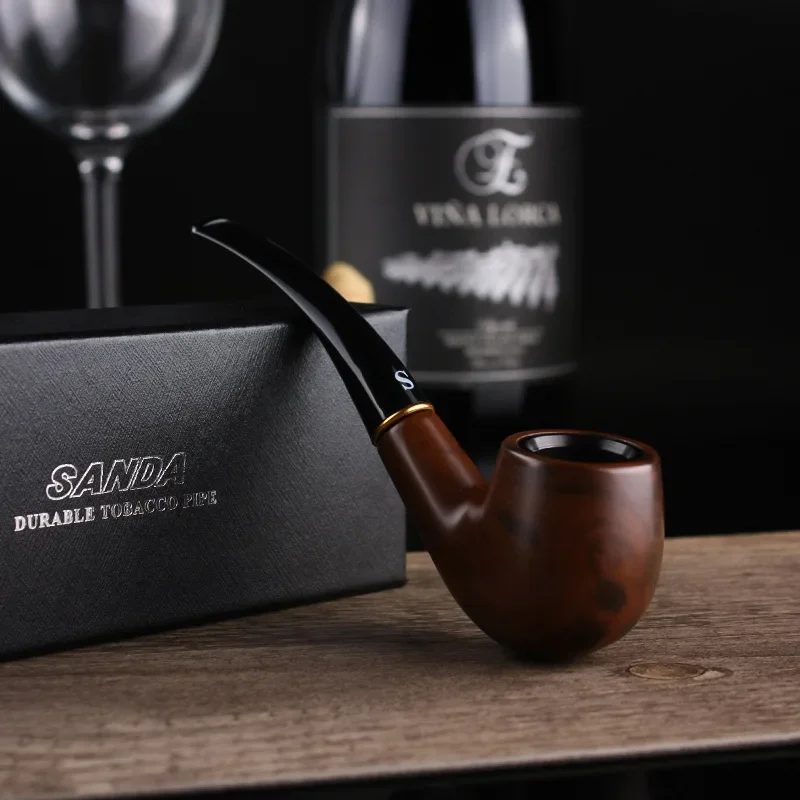 

Luxury Classic Retro Pipe Tobacco Hopper Laminated Wood Curved Pipe Circulating Filter Pipe Men's Gifts Cigarette Accessories