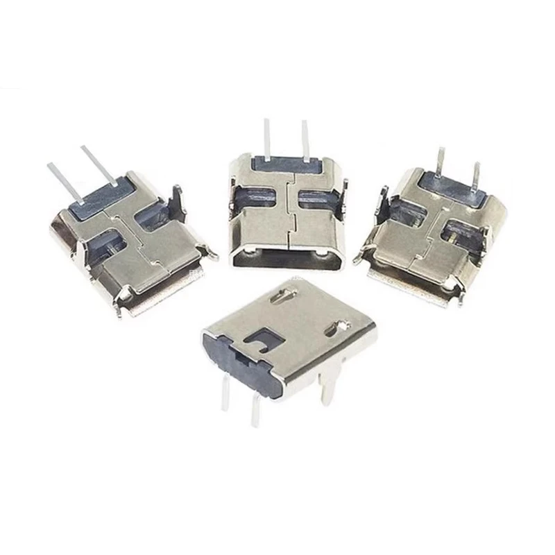 20/100pcs Micro Usb 2pin 90/180 Degrees B Type Female Connector For Mobile Phone Micro Usb Jack Connector 2 Pin Charging Socket