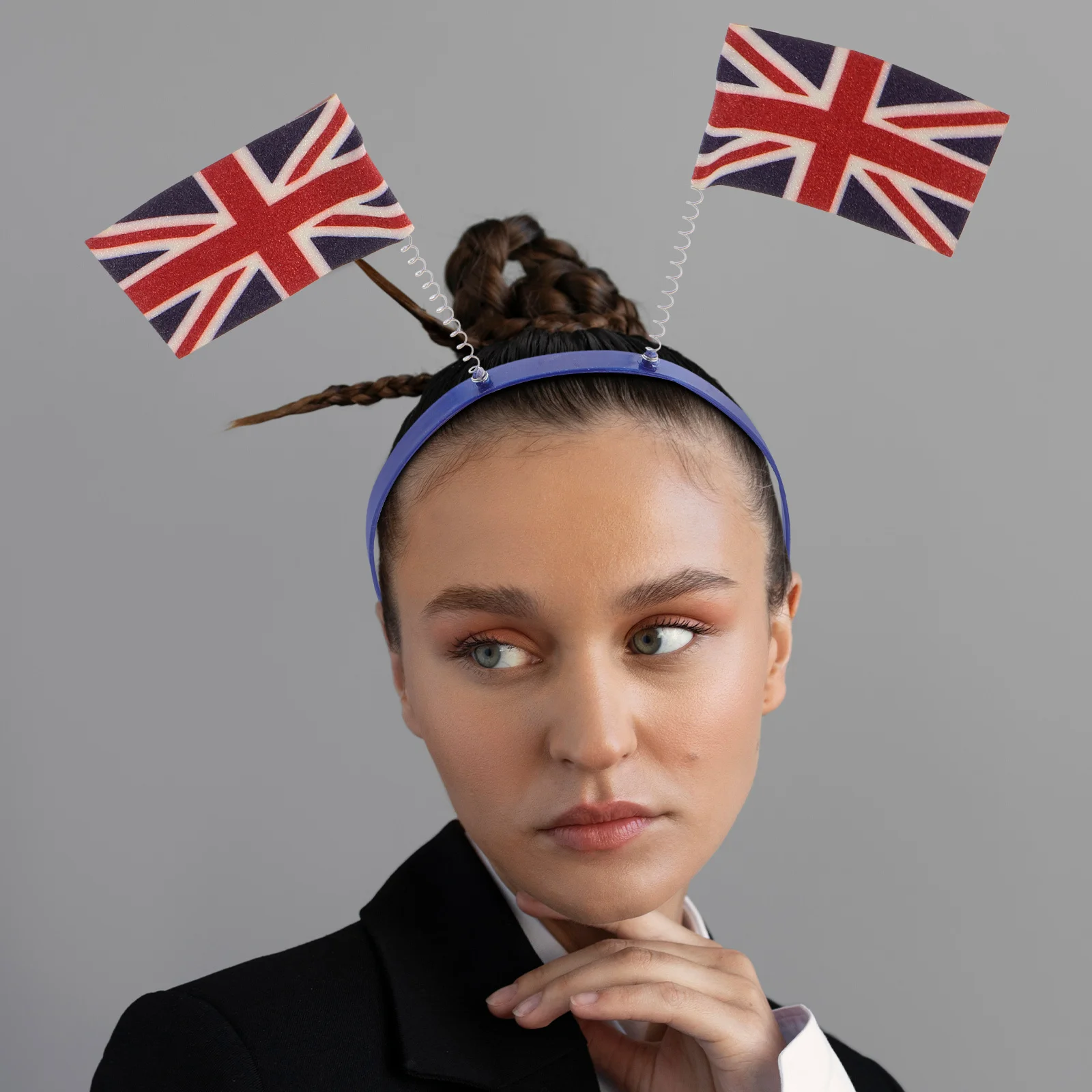 

Union Jack Head Bopper British Flag Hair Accessory Vibrant Uk National Design Costume Parties Festivals Celebrations 3D Springy