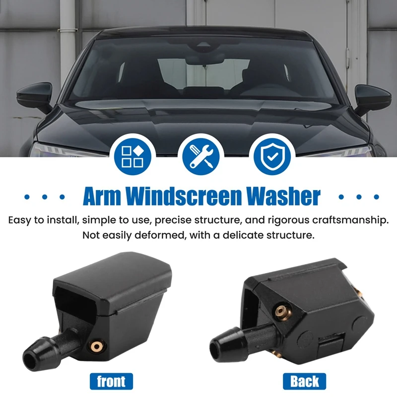 2Pcs Windscreen Washer Jet Universal Black Car Arm Windscreen Washer Wiper Blade Water Spray Jets Nozzle Accessories