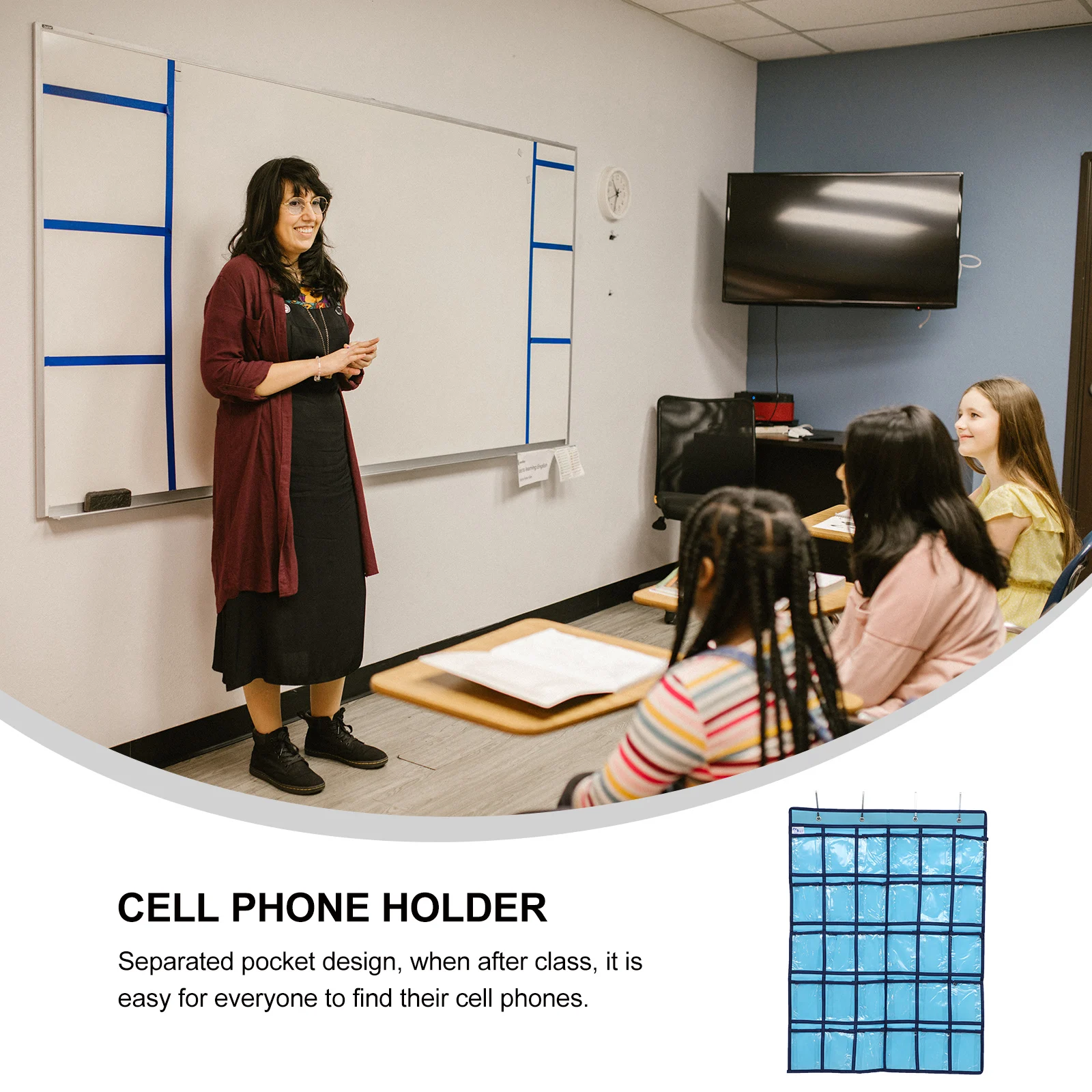

1pc Mobile Phone Storage Bag Classroom Cell Holder Hanging Pocket Organizer Calculator Sunglasses Non-woven Fabric Wall Door