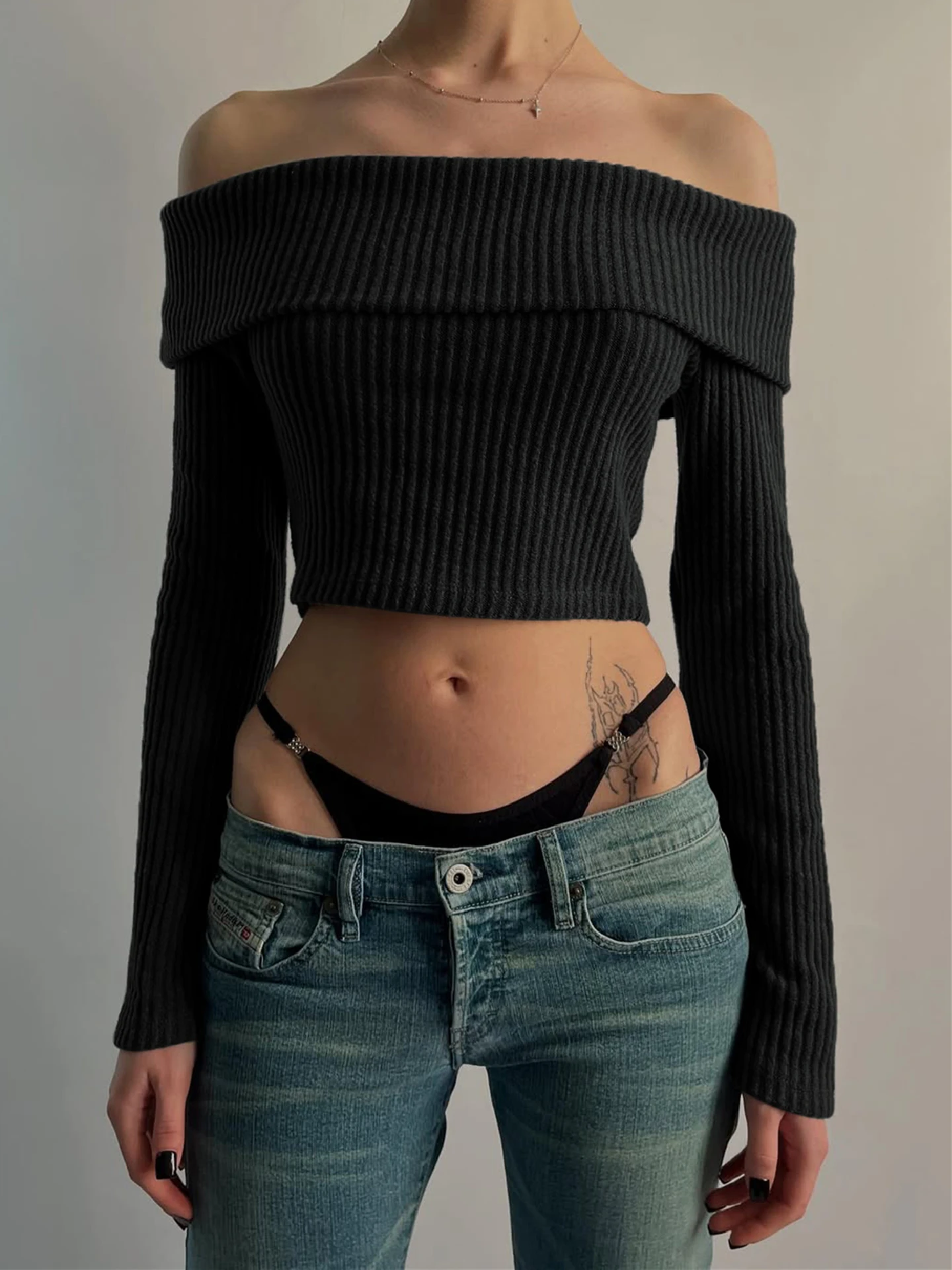 Hugcitar Elegant Slash Neck Long Flare - Image 5