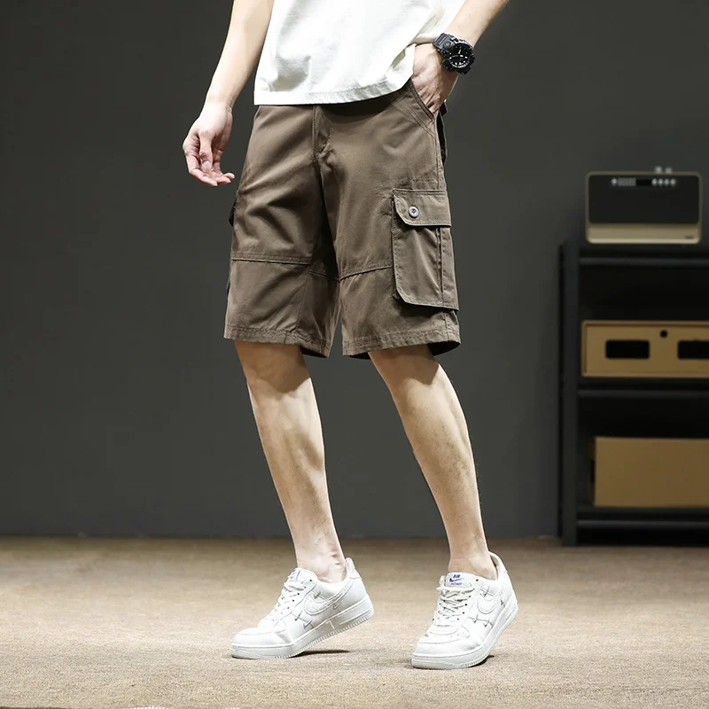Men's Big Size Military Inspired Shorts 100% Cotton Relaxed Fit with Multiple Pockets Straight Leg Casual Wear for Young Adults