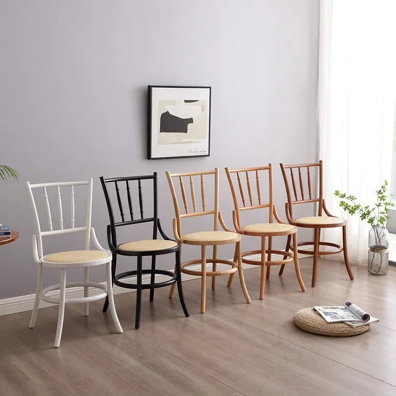 

Medieval American Dining Chair Wabi Sandy Wind Solid Wood Milk Tea Shop Back Chair