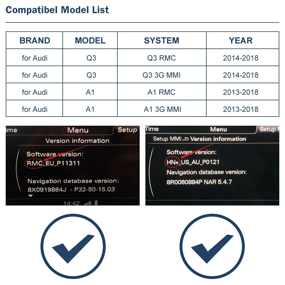 Carplay اللاسلكي لأودي A1 Q3 2013-2018 سنة دعم أندرويد السيارات autolink Airplay كاميرا خلفية لعب السيارة